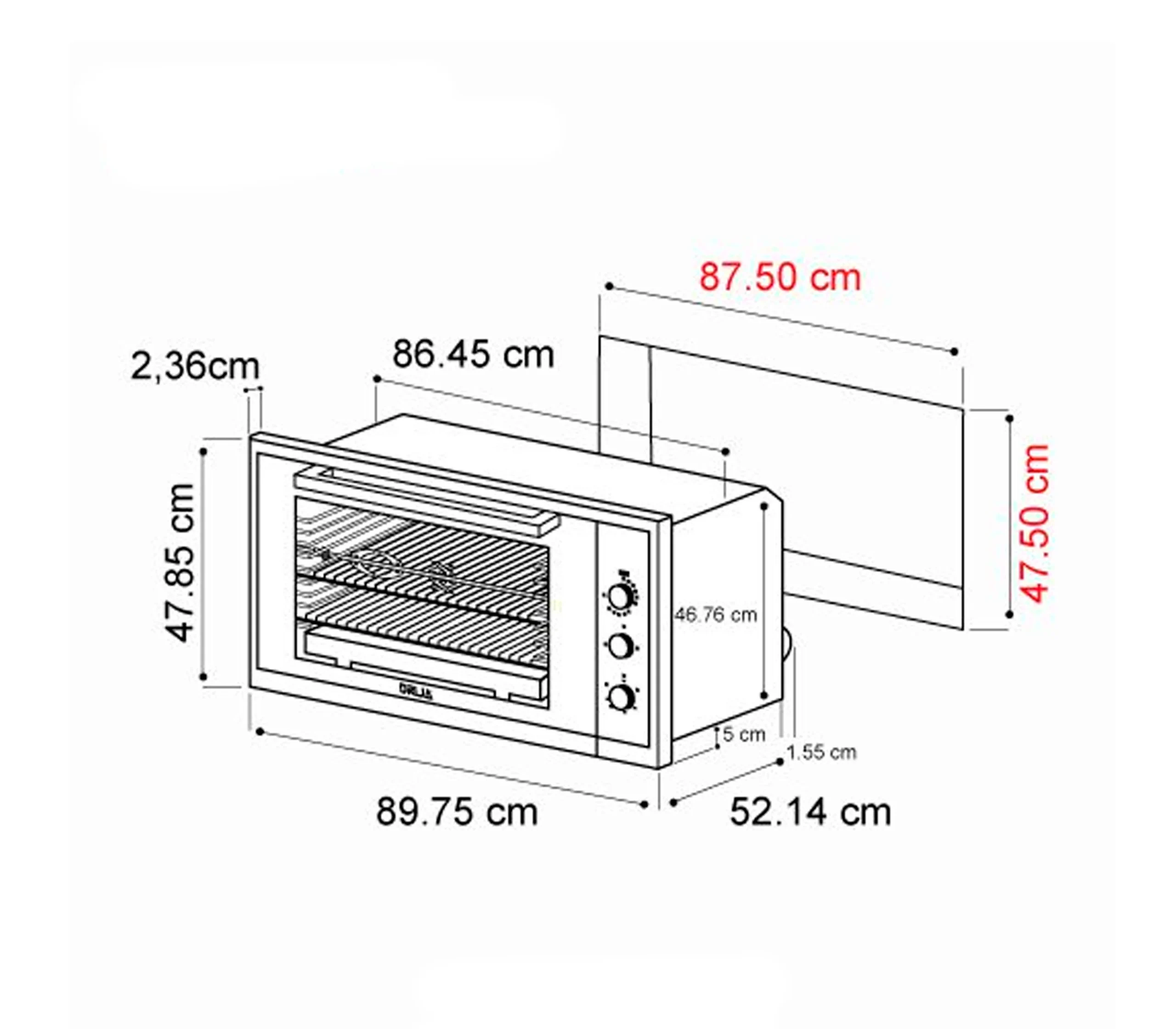 Horno para empotrar a gas 90cm (36″) américa 110-120v acero Drija
